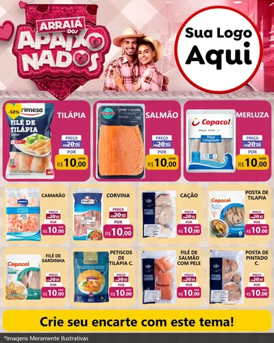 Modelo de Rede Social para Feed Instagram com o tema Arraiá dos Apaixonados - Junina para Peixaria