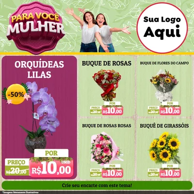 Modelo de Rede Social para Feed Facebook com o tema Para Você Mulher para Floricultura e jardim