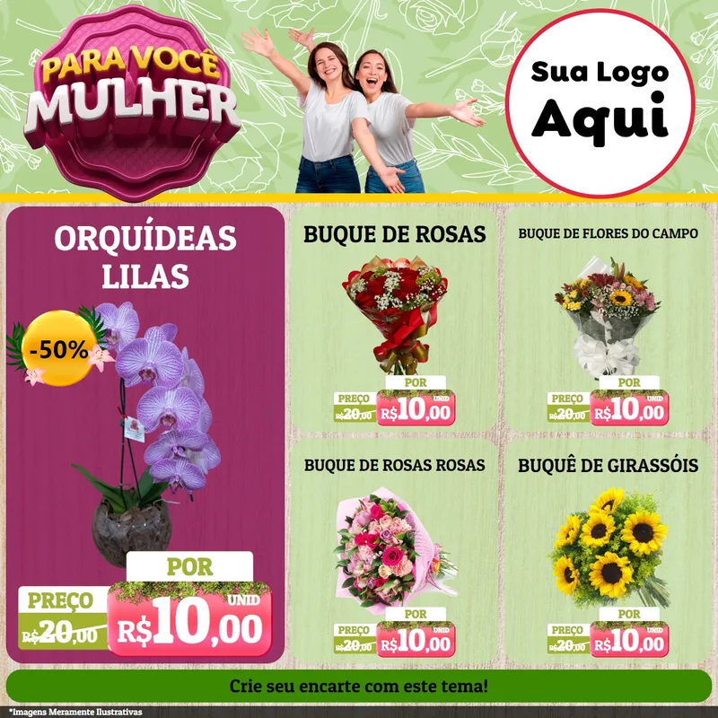 Modelo de Rede Social para Feed Facebook com o tema Para Você Mulher para Floricultura e jardim