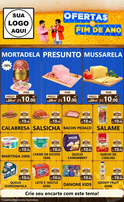 Modelo de Encarte para Encarte Grande com o tema Ofertas de Fim de Ano para Frios e Laticínios