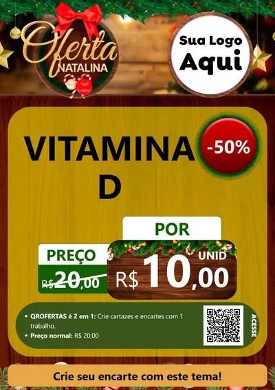 Modelo de Cartaz para Cartaz A4 Vertical com o tema Ofertas Natalina para Farmácia