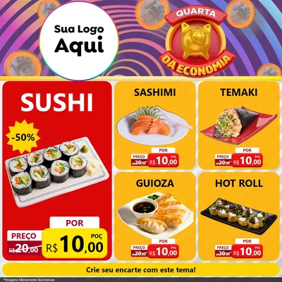 Modelo de Rede Social para Feed Facebook com o tema Quarta da Economia para Comida japonesa
