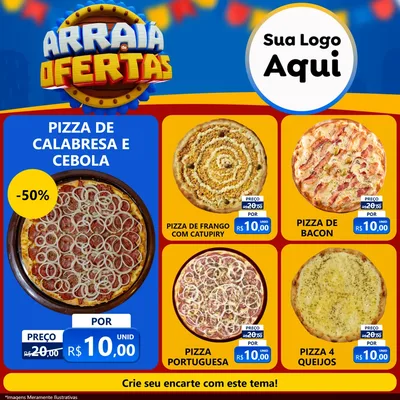 Modelo de Rede Social para Feed Facebook com o tema Arraiá de Ofertas - Junina para Pizzaria