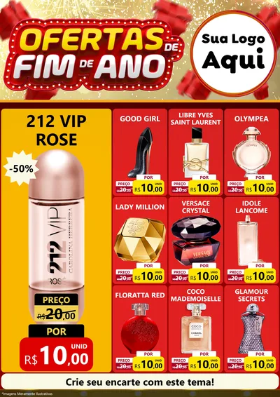 Modelo de Encarte para Encarte A4 Vertical com o tema Ofertas de Fim de Ano para Perfumes