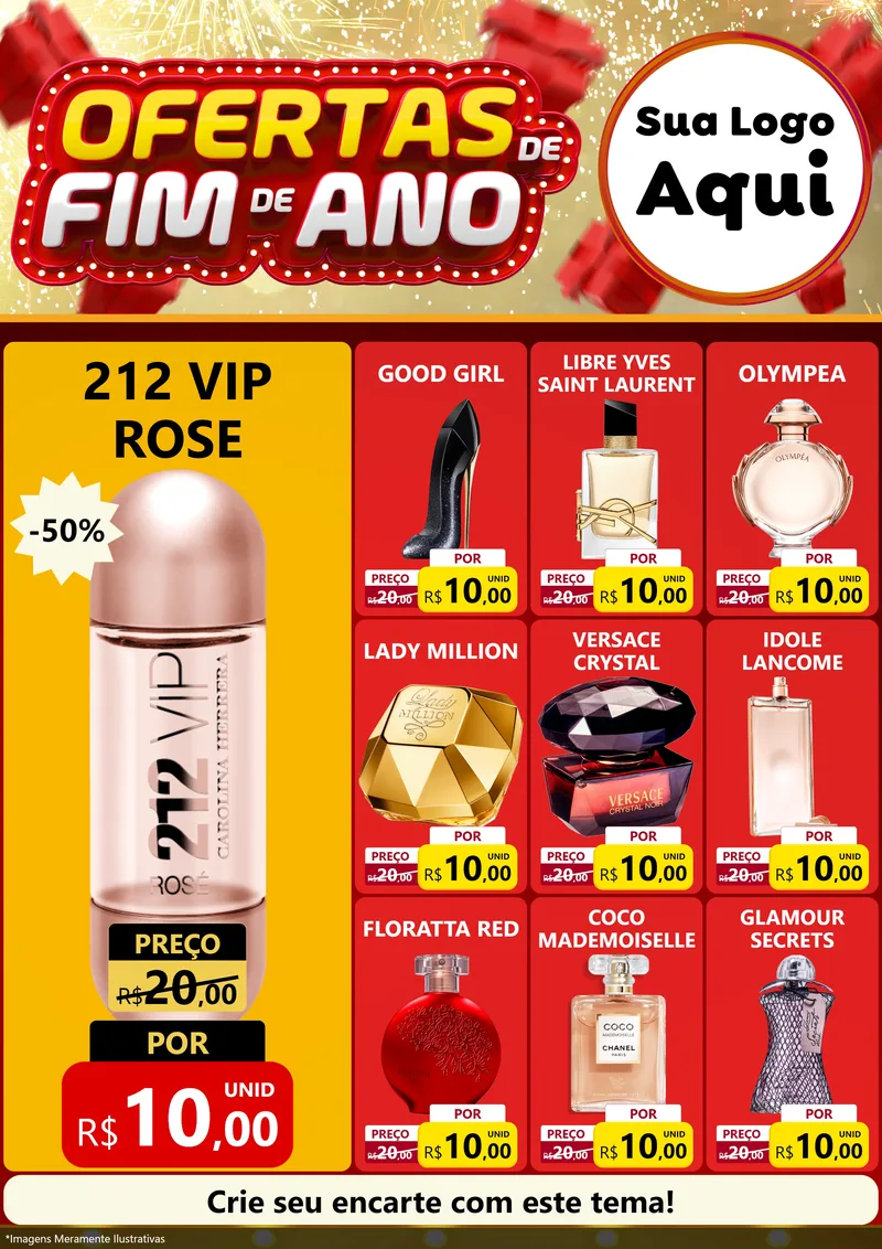 Modelo de Encarte para Encarte A4 Vertical com o tema Ofertas de Fim de Ano para Perfumes