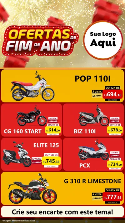 Modelo de TV para TV Vertical com o tema Ofertas de Fim de Ano para Concessionaria de Motos