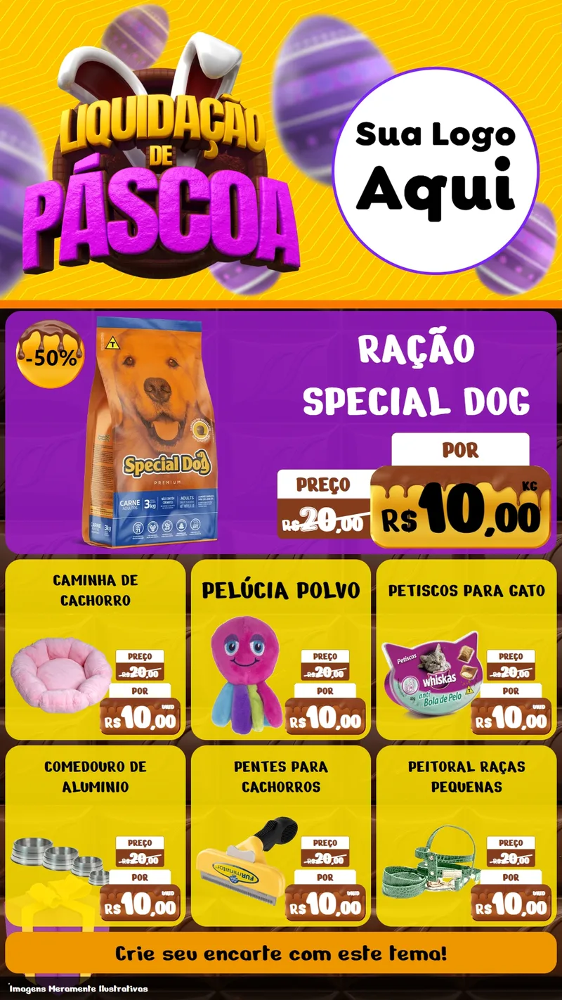 Modelo de Rede Social para Stories com o tema Liquidação de Páscoa para Pet Shop
