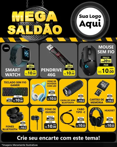 Modelo de Rede Social para Feed Instagram com o tema Mega Saldão para Informática