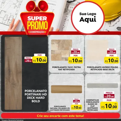 Modelo de Rede Social para Feed Facebook com o tema Super Promoção Construção para Pisos e revestimentos