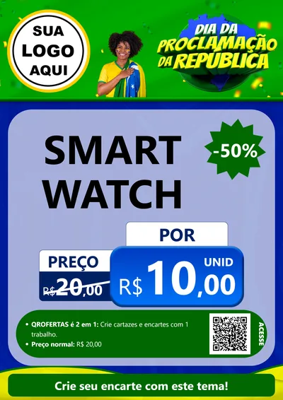 Modelo de Cartaz para Cartaz A4 Vertical com o tema Dia Da Proclamação Da República para Informática