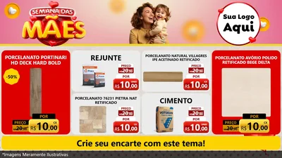 Modelo de TV para TV Horizontal com o tema Semana das Mães para Pisos e revestimentos