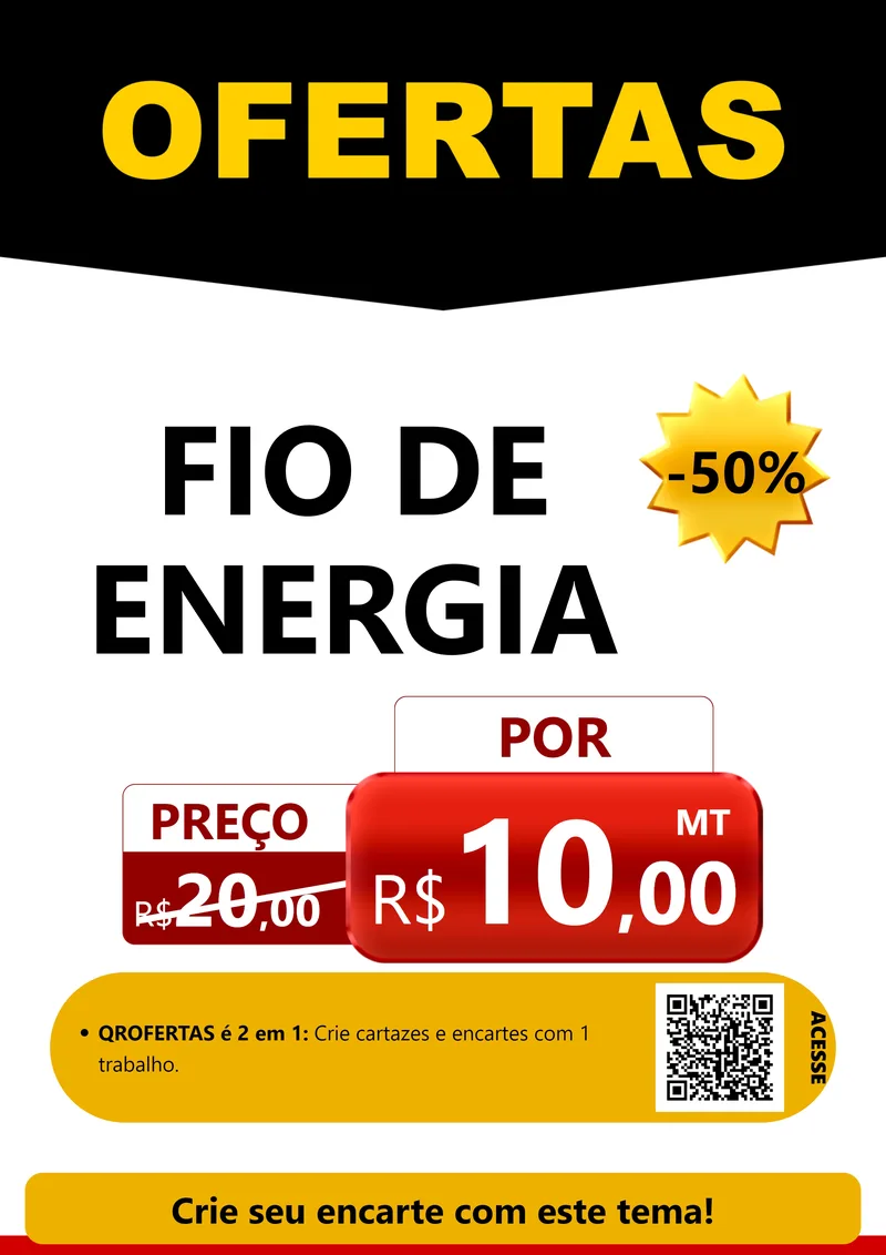 Modelo de Cartaz para Cartaz A4 Vertical com o tema Ofertas Preto e Vermelho Cartaz para Materiais Elétricos