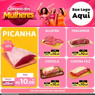 Modelo de Rede Social para Feed Facebook com o tema Semana das Mulheres para Açougue