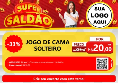 Modelo de Cartaz para Cartaz A4 Horizontal com o tema Super Saldão para Cama, Mesa e Banho