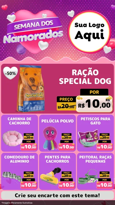 Modelo de Rede Social para Stories com o tema Semana dos Namorados para Pet Shop