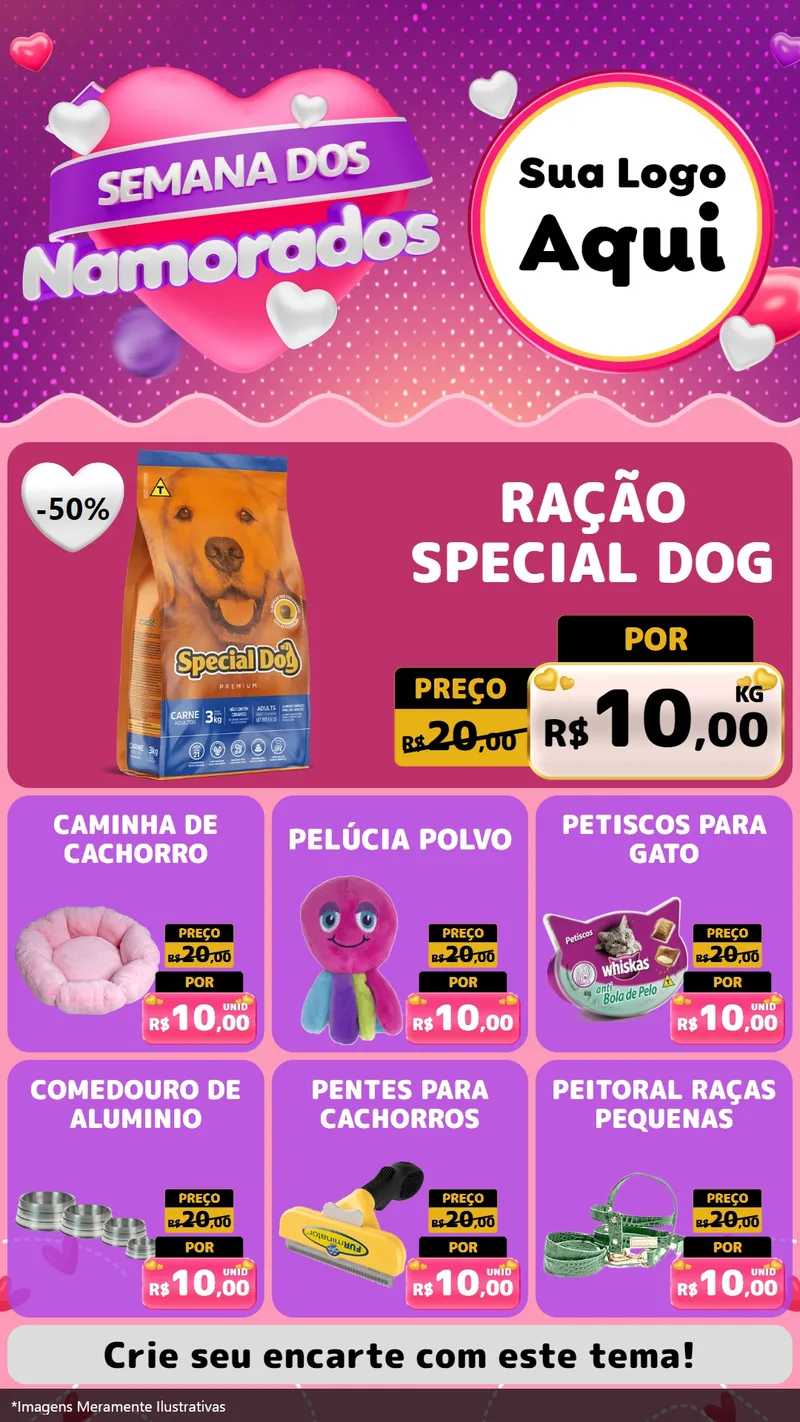 Modelo de Rede Social para Stories com o tema Semana dos Namorados para Pet Shop