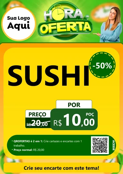Modelo de Cartaz para Cartaz A4 Vertical com o tema Hora da Oferta para Comida japonesa