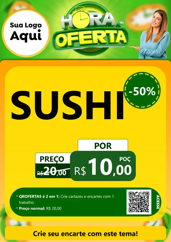 Modelo de Cartaz para Cartaz A4 Vertical com o tema Hora da Oferta para Comida japonesa