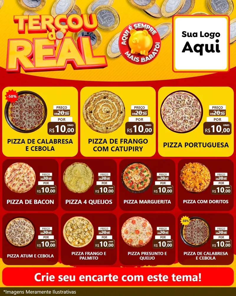 Modelo de Rede Social para Feed Instagram com o tema Terçou do Real para Pizzaria