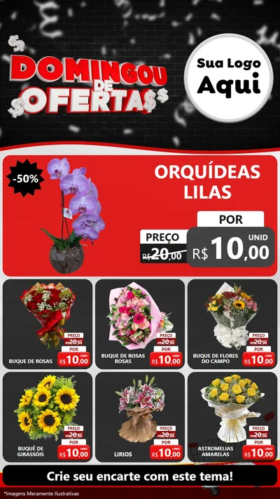 Modelo de Rede Social para Stories com o tema Domingou de Ofertas para Floricultura e jardim