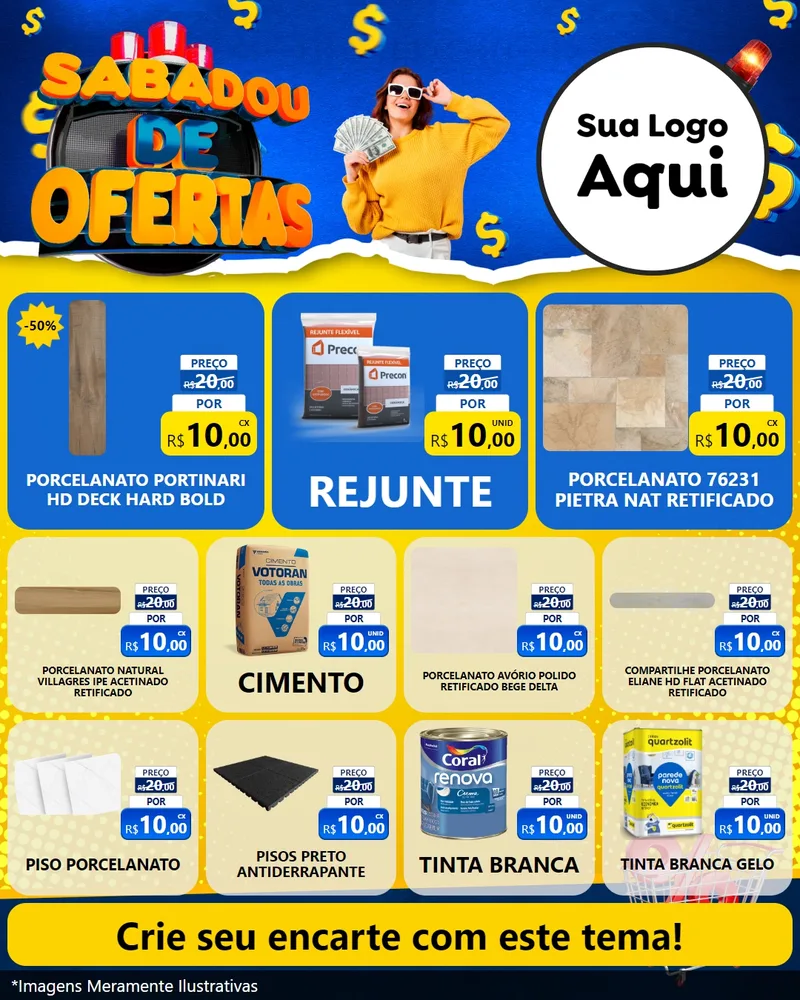 Modelo de Rede Social para Feed Instagram com o tema Sabadou de Ofertas para Pisos e revestimentos