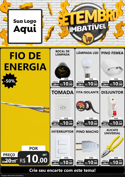 Modelo de Encarte para Encarte A4 Vertical com o tema Setembro Imbatível para Materiais Elétricos