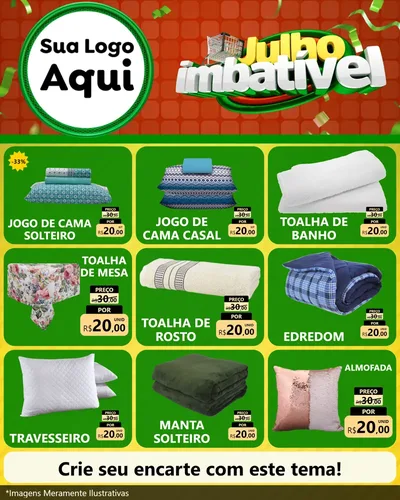 Modelo de Rede Social para Feed Instagram com o tema Julho Imbatível para Cama, Mesa e Banho
