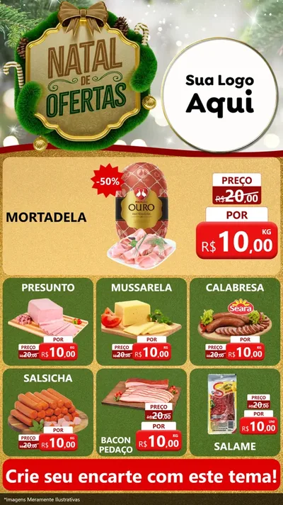 Modelo de Rede Social para Stories com o tema Ofertas de Natal para Frios e Laticínios
