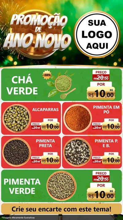Modelo de TV para TV Vertical com o tema Promoção de Ano Novo para Produtos Naturais