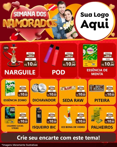 Modelo de Rede Social para Feed Instagram com o tema Semana dos Namorados para Tabacaria