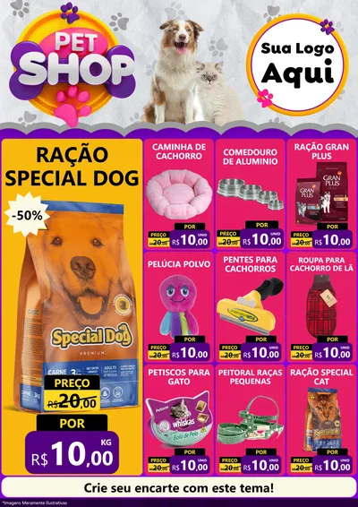 Modelo de Encarte para Encarte A4 Vertical com o tema Pet Shop para Pet Shop
