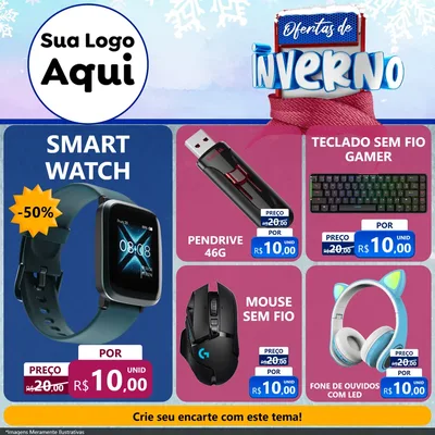 Modelo de Rede Social para Feed Facebook com o tema Ofertas de Inverno para Informática