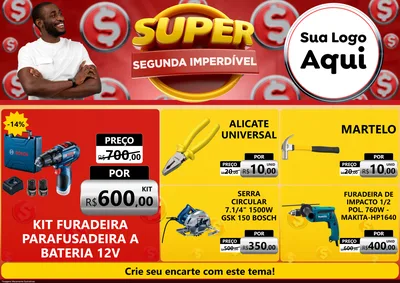 Modelo de Encarte para Encarte A4 Horizontal com o tema Super Segunda Imperdível para Maquinas e Ferramentas