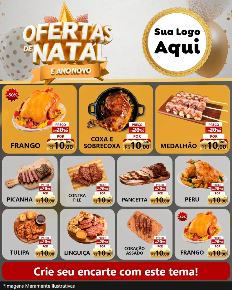 Modelo de Rede Social para Feed Instagram com o tema Ofertas De Natal E Ano Novo para Assados