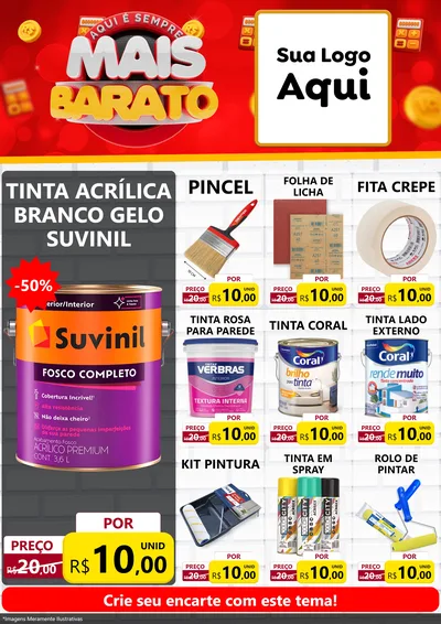 Modelo de Encarte para Encarte A4 Vertical com o tema Mais Barato para Tintas e Ferramentas