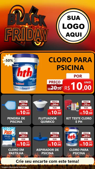 Modelo de Rede Social para Stories com o tema Black Friday para Produtos para Piscina