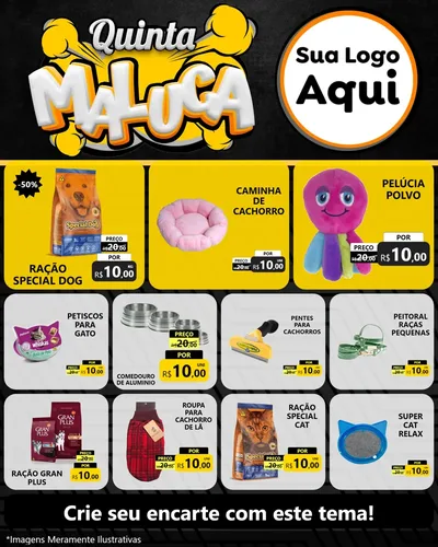 Modelo de Rede Social para Feed Instagram com o tema Quinta Maluca para Pet Shop