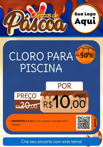 Modelo de Cartaz para Cartaz A4 Vertical com o tema Ofertas de Páscoa para Produtos para Piscina