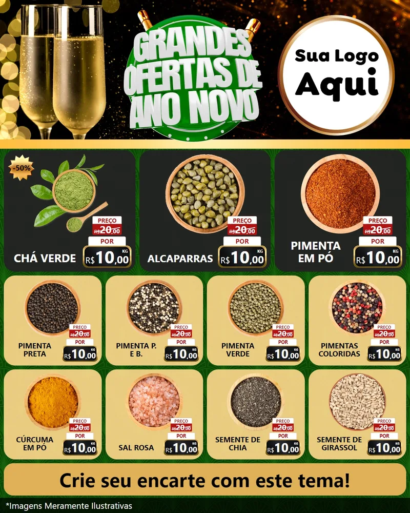 Modelo de Rede Social para Feed Instagram com o tema Grandes Ofertas de Ano Novo para Produtos Naturais