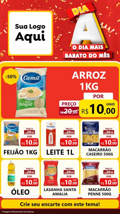 Modelo de Rede Social para Stories com o tema Dia A o Dia Mais Barato do Mês para Supermercado