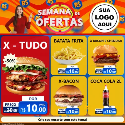 Modelo de Rede Social para Feed Facebook com o tema Semana de Ofertas para Hamburgueria
