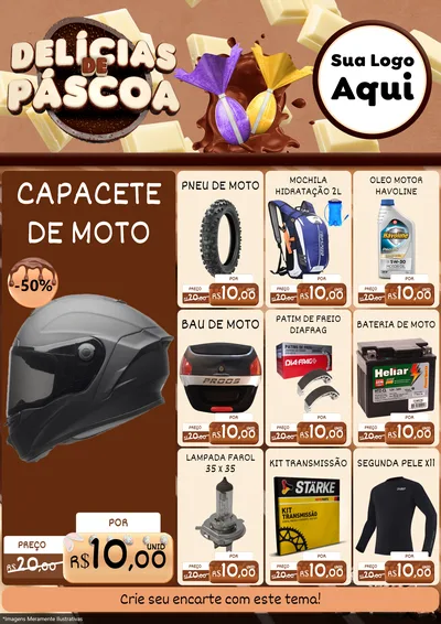 Modelo de Encarte para Encarte A4 Vertical com o tema Delícias de Páscoa para Moto peças