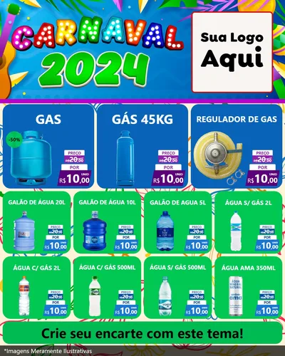 Modelo de Rede Social para Feed Instagram com o tema Carnaval 2027 para Água e gás