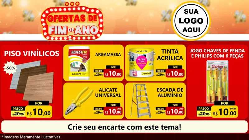 Modelo de TV para TV Horizontal com o tema Ofertas de Fim de Ano para Material para Construção