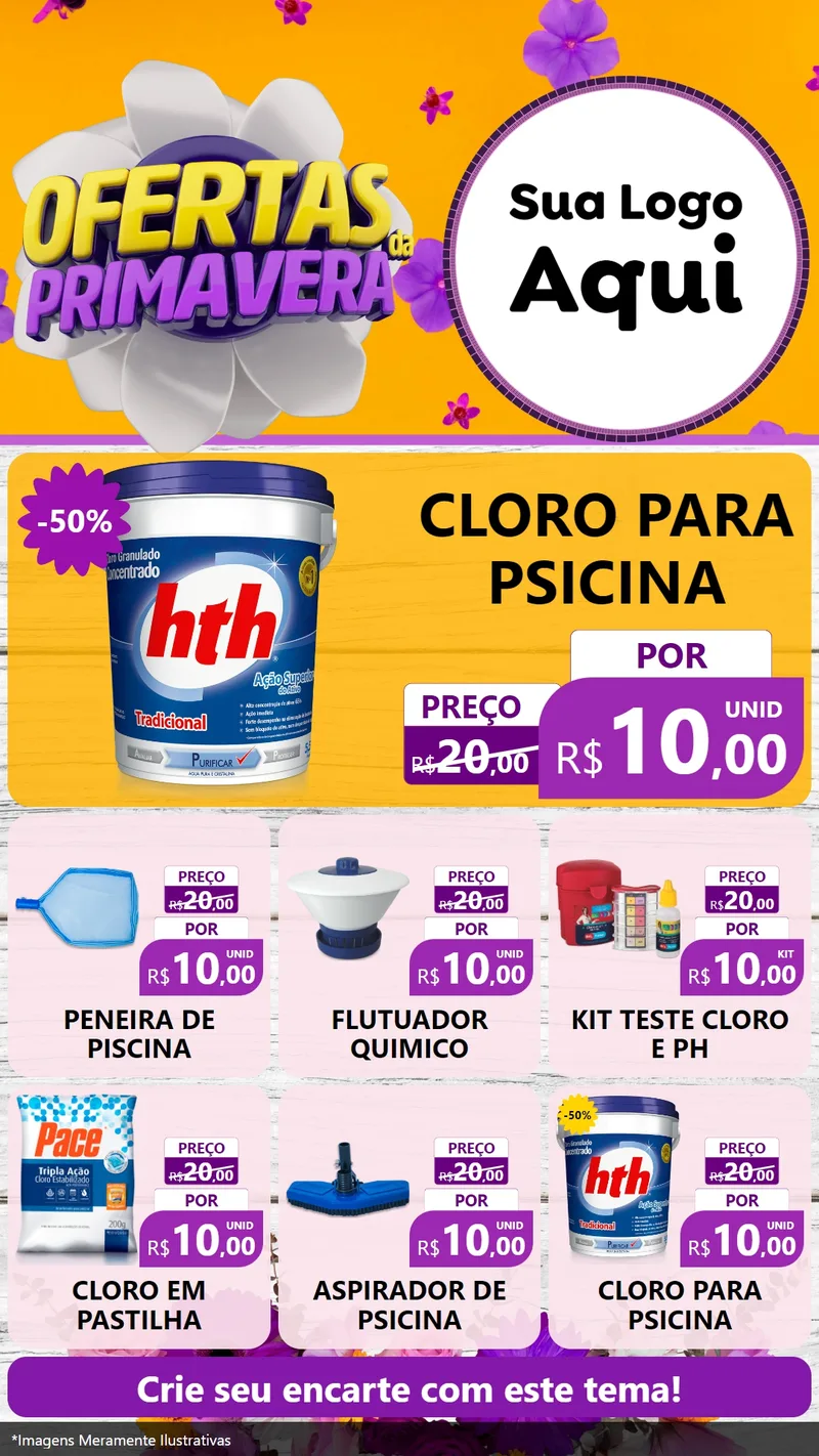 Modelo de Rede Social para Stories com o tema Ofertas Da Primavera para Produtos para Piscina