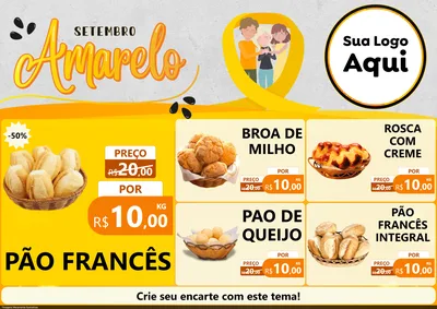 Modelo de Encarte para Encarte A4 Horizontal com o tema Setembro Amarelo para Padaria