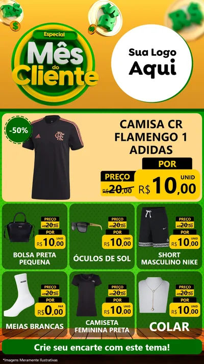 Modelo de Rede Social para Stories com o tema Especial Mês do Cliente para Roupas e acessórios