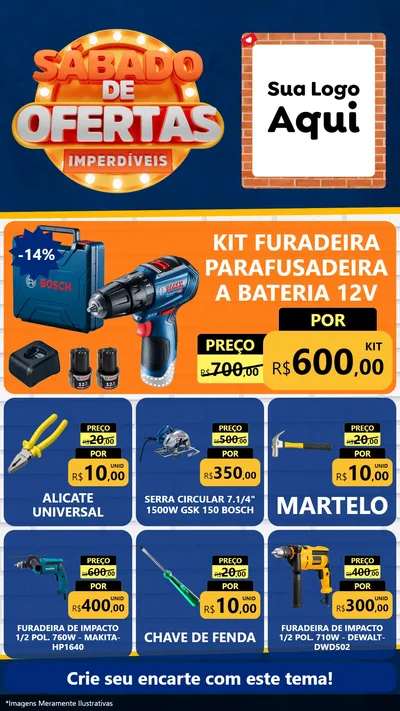 Modelo de Rede Social para Stories com o tema Sábado de Ofertas Imperdíveis para Maquinas e Ferramentas