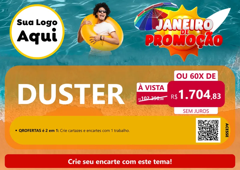Modelo de Cartaz para Cartaz A4 Horizontal com o tema Janeiro de Promoção para Concessionaria de Carros