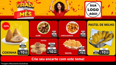 Modelo de TV para TV Horizontal com o tema Virada de Mês para Salgadaria